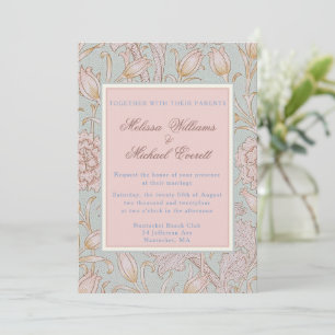 Invitation William Morris, Tulipes sauvages roses Mariage ble