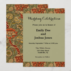 Invitation William Morris Wandle Anglais Floral Damask Design