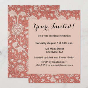Invitation William Morris Wild Tulip Classique Conception Vic