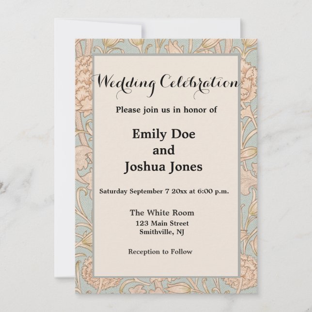 Invitation William Morris Wild Tulip Fleur Design Floral (Devant)