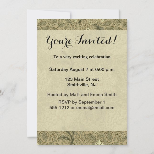 Invitation William Morris Windrush Motif de fond d'écran (Devant)