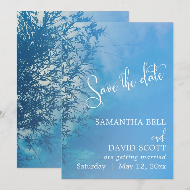 Invitation Willow Ethereal Dreamy Sky Enregistrer la date (Devant / Derrière)