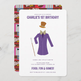 Invitation Willy Wonka & Chocolate Factory Anniversaire