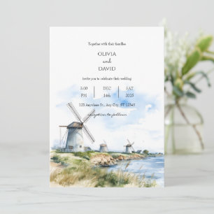 Invitation Windmills rustiques côtiers Vue mer Mariage arrièr