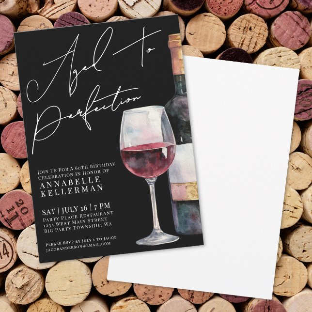 Invitation Wine Aged To Perfection Adult Birthday Party (Wine Aged To Perfection Adult Birthday Party Invitation)