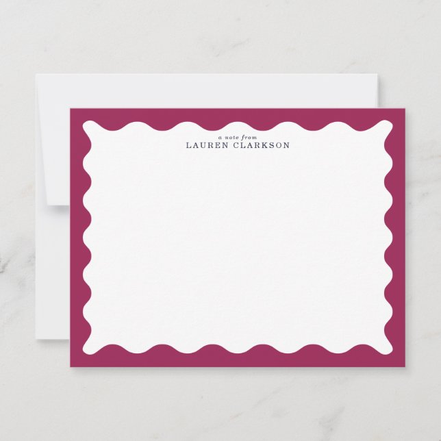 Invitation Wine Berry Wavy Frame Note Card (Devant)