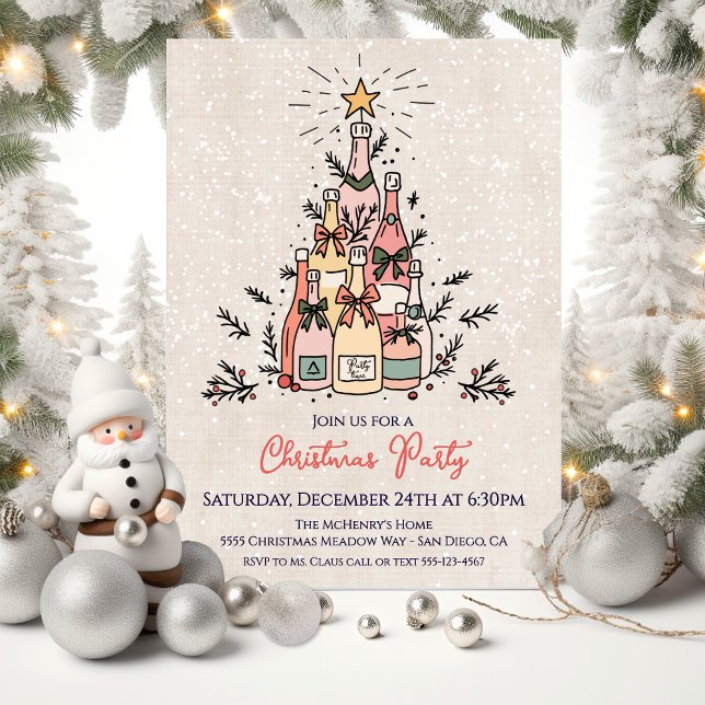Invitation Wine Bottle Christmas Tree Holiday Party (Créateur téléchargé)