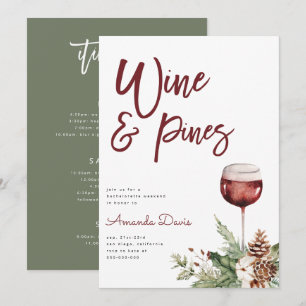 Invitation Wine & Pines Cabine Mountain Bachelorette Week-end