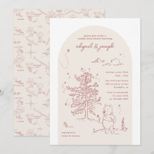 Invitation Winnie le Baby shower des couples en bois de 30 he