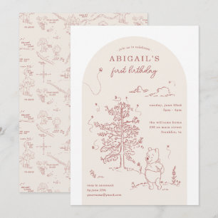 Invitation Winnie l'Ourson 400 acres Bois fille Anniversaire