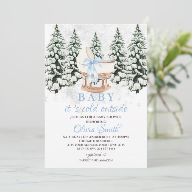 Invitation Winter Baby It's Cold Outside Baby Shower (Debout devant)