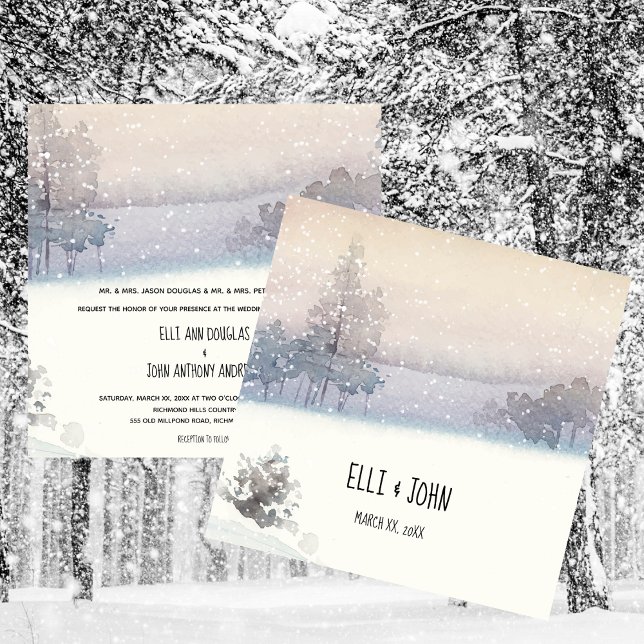 Invitation Winter Blue and White Wedding (Winter Wedding Blue and White Invitation)
