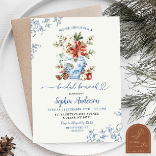 Invitation Winter Blue Ginger Jar Chinoiserie Bridal Brunch