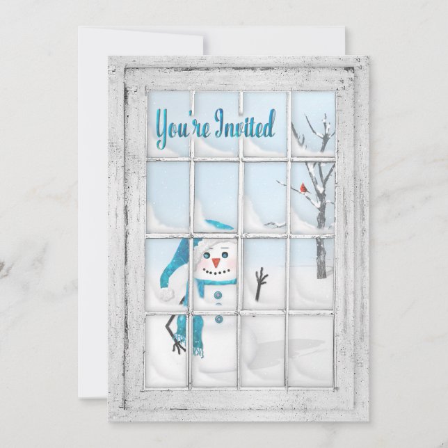 INVITATION - WINTER BLUES - SNOWMAN - WINDOW (Front)