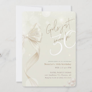 Invitation Winter Bow Girls Just Want To Be 30 Birthday Party