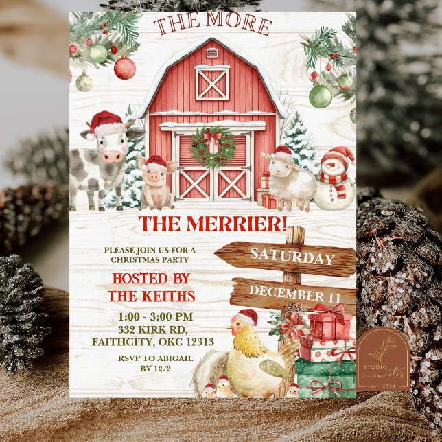 Invitation Winter Christmas Farm Animal Holiday Party (Créateur téléchargé)