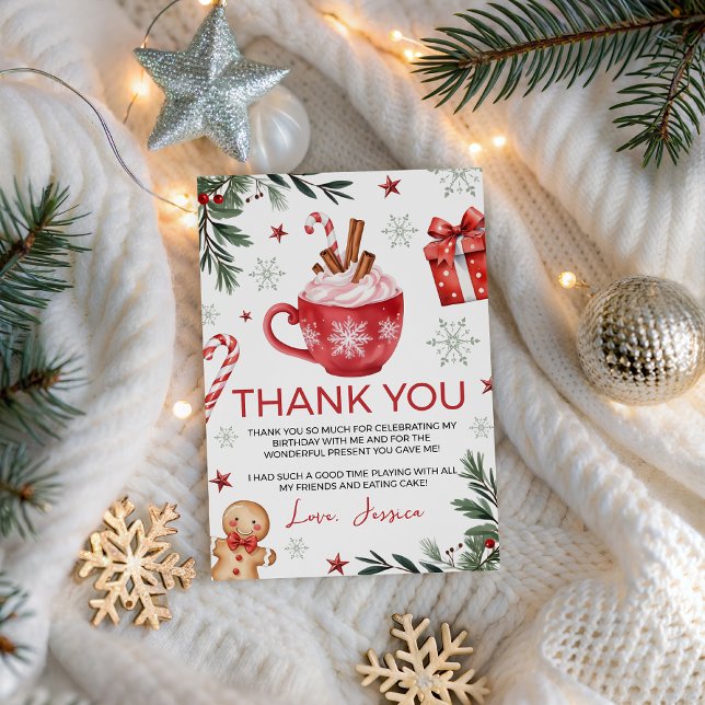 Invitation Winter Cocoa Birthday Thank You Card (Créateur téléchargé)
