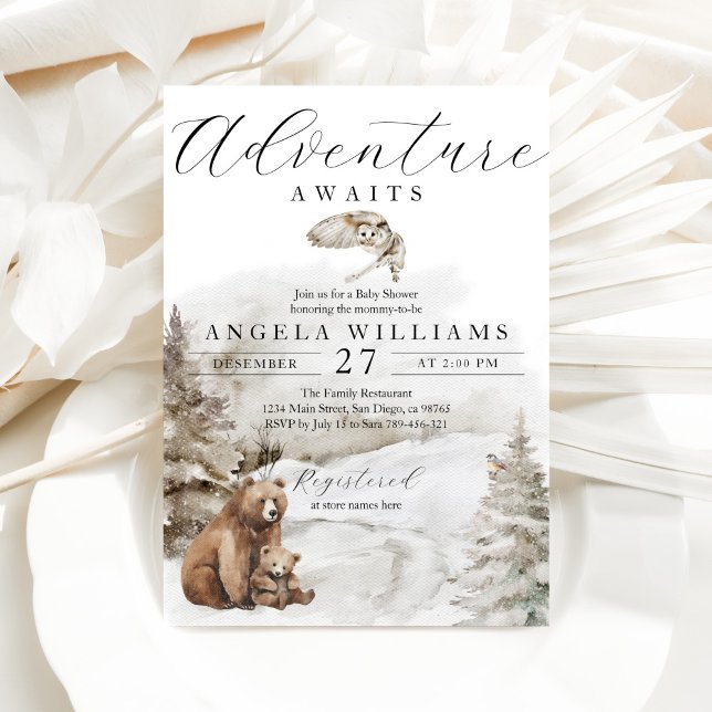 Invitation Winter Forest Adventure Await Baby shower (Créateur téléchargé)