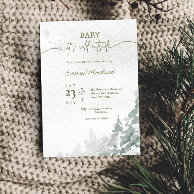 Invitation Winter Forest Baby son froid à l'extérieur du baby (Créateur téléchargé)