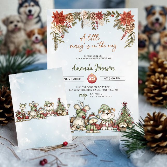 Invitation Winter Merry Puppy Baby Shower (Créateur téléchargé)