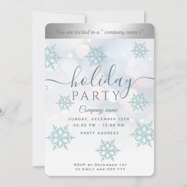 Invitation Winter merveilleux entreprise Fête de vacances Inv (Devant)