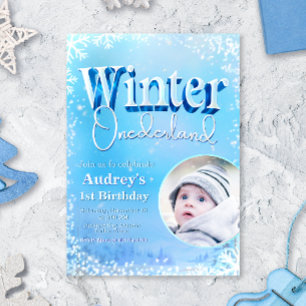 Invitation Winter Onederland - 1er anniversaire avec photo