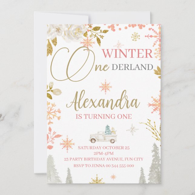 Invitation Winter Onederland 1er anniversaire fête (Devant)