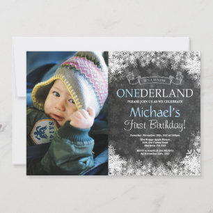 Invitation Winter Onederland Boy 1er Anniversaire Photo