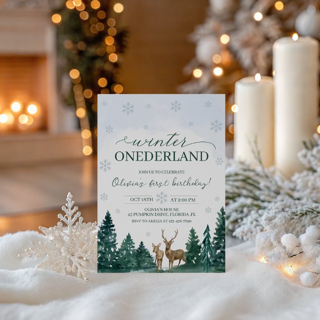 Invitation Winter ONEderland Deer Invite (Créateur téléchargé)