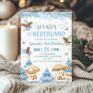 Invitation Winter Onederland Fairy 1er Anniversaire