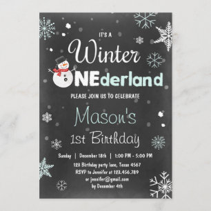Invitation Winter Onederland fête d'anniversaire bonhomme de 