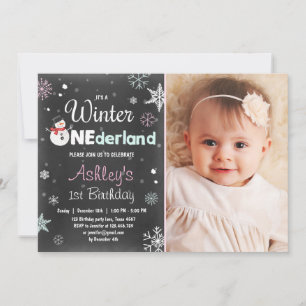 Invitation Winter Onederland fête d'anniversaire snowman Mint
