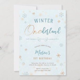 Invitation Winter Onederland First Snowflake Boy 1er Annivers