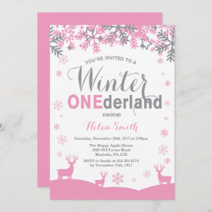 Invitation Winter Onederland Flamme de neige fille 1er annive