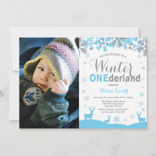 Invitation Winter Onederland Flocon de neige garçon 1er anniv
