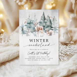 Invitation Winter ONEderland Forêt de Bois 1er Anniversaire