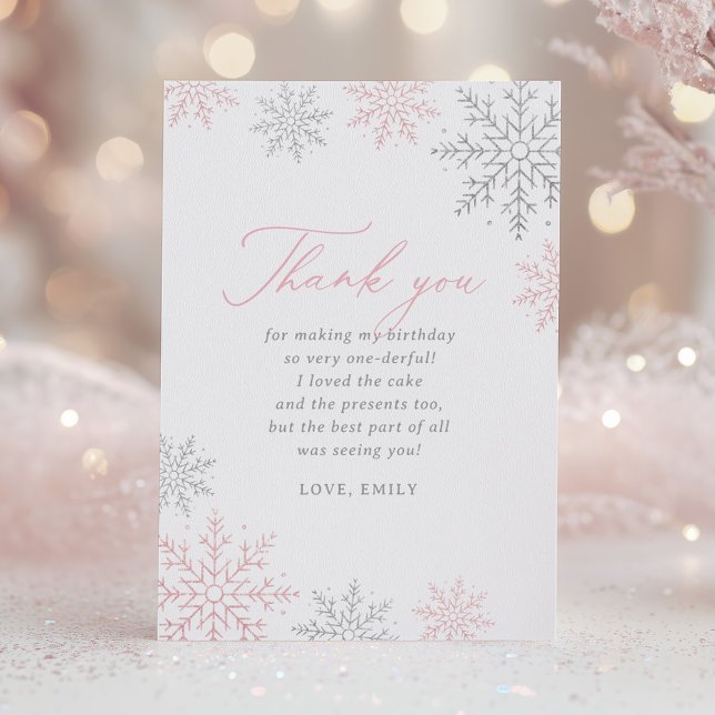 Invitation Winter Onederland Glitter Birthday Thank You Card (Créateur téléchargé)