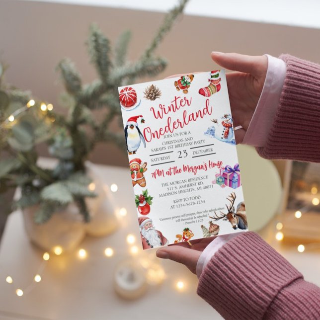 Invitation Winter Onederland Noël et anniversaire des enfants (Créateur téléchargé)