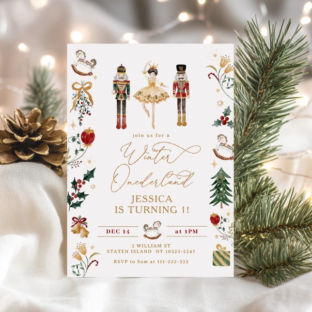 Invitation Winter Onederland Nutcracker 1er anniversaire (Créateur téléchargé)