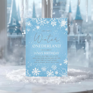 Invitation Winter ONEderland Premier Anniversaire Bleu