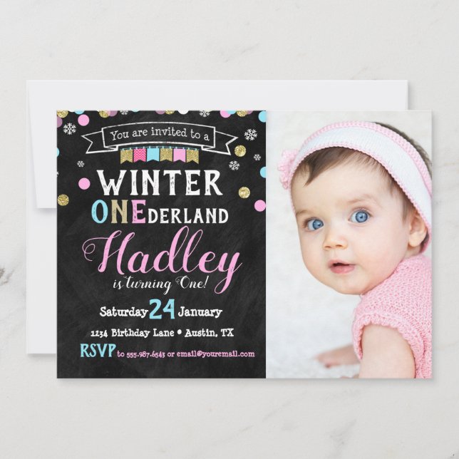 Invitation Winter Onederland Premier anniversaire Photo Invit (Devant)