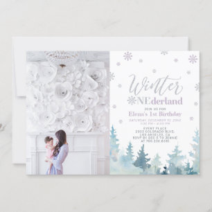Invitation Winter Onederland Purple Girl 1er anniversaire Pho