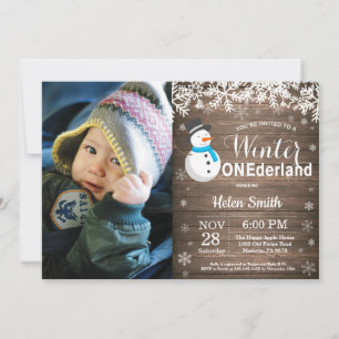 Invitation Winter Onederland Russe Snowman Boy 1er anniversai