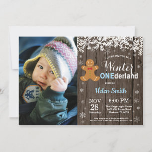 Invitation Winter Onederland Rustic Boy 1er anniversaire