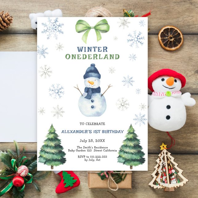 Invitation Winter Onederland Snowman 1er anniversaire (Créateur téléchargé)