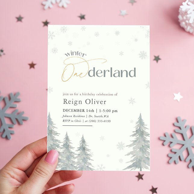 Invitation Winter Onederland Watercolor First Birthday Party (Créateur téléchargé)