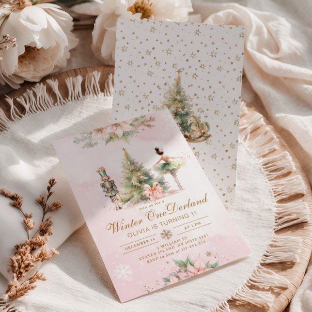 Invitation Winter Onederland Whimsical 1st birthday Brunette (Créateur téléchargé)