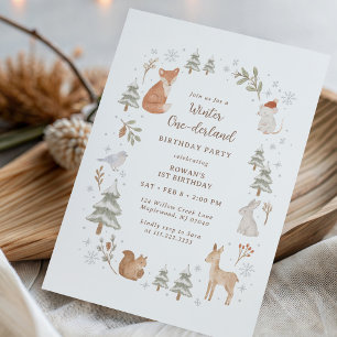 Invitation Winter ONEderland Woodland Premier Anniversaire