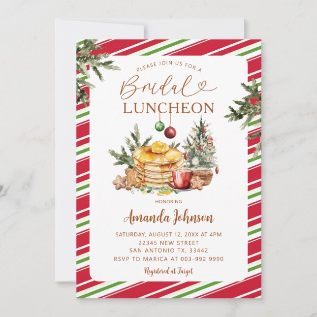 Invitation Winter Party Bridal Luncheon Pancake & Cocoa  (Devant)
