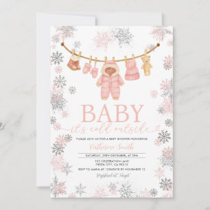 Invitation Winter Rose Girl It’s Cold Outdoor Baby shower